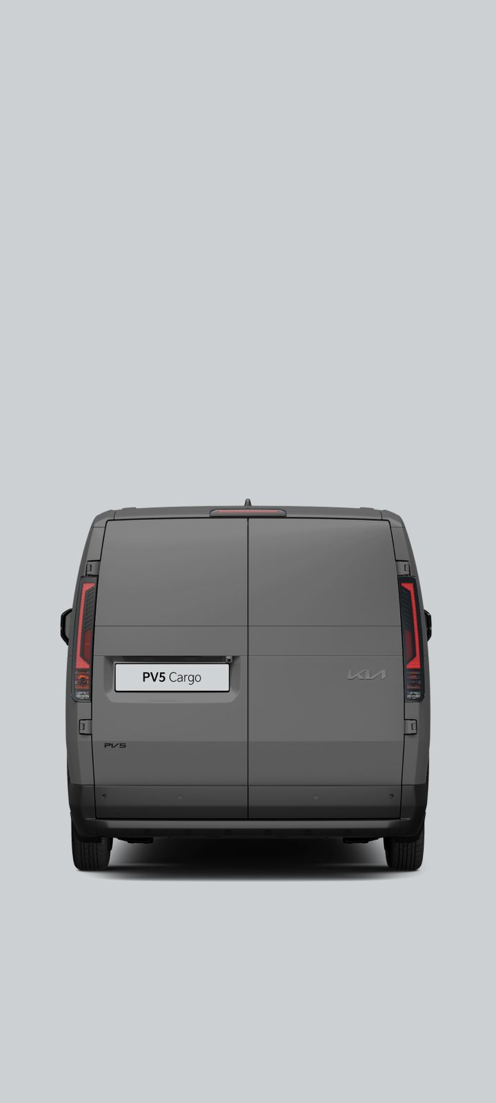 Komplettansicht des Hecks vom Kia PV5 Cargo.